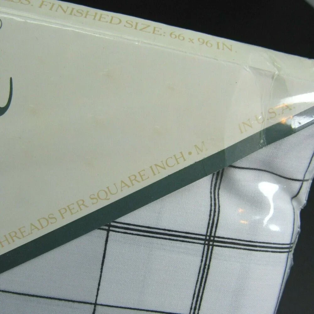 New Vintage Lady Pepperell Twin Flat‎ Sheet Gray White Plaid Jordan USA Dacron